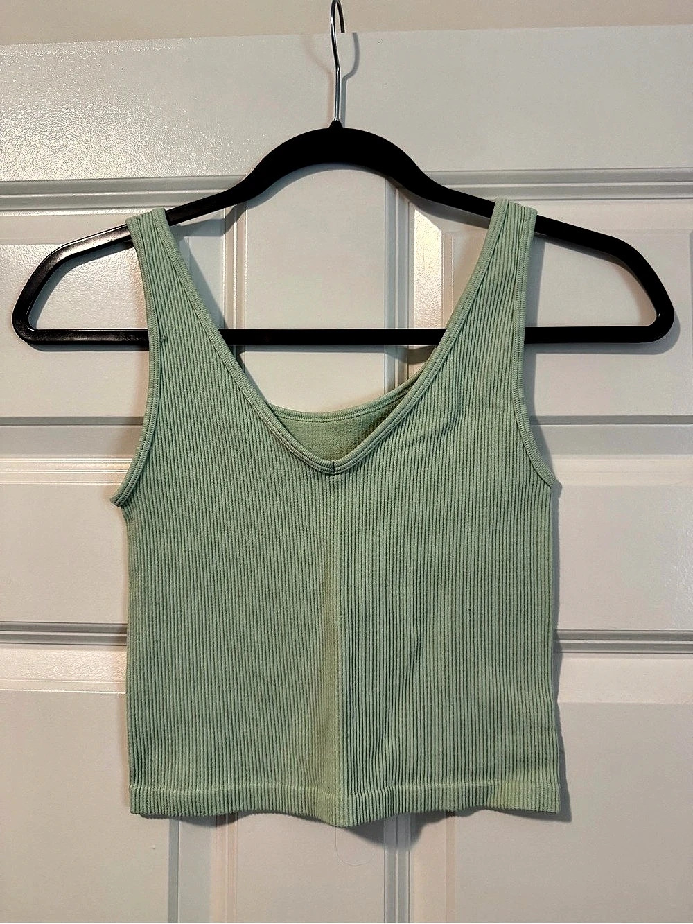 Ribbed V-Neck Tank Top in Green & Blue